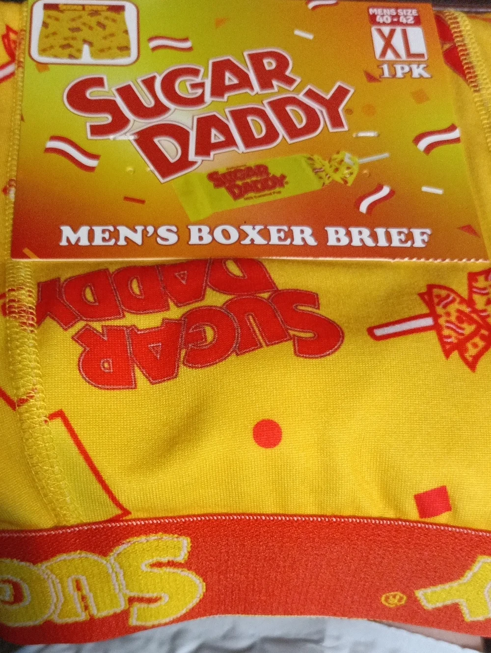 Sugar Daddy Men's Yellow Boxer Briefs with Red Logo - XL